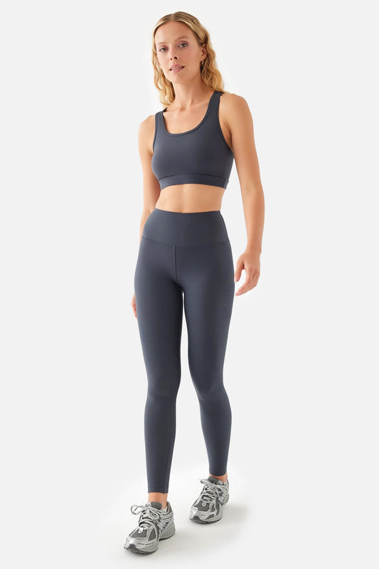 ANNA SOFT BELT POCKET SPORTS LEGGINGS D.GREY