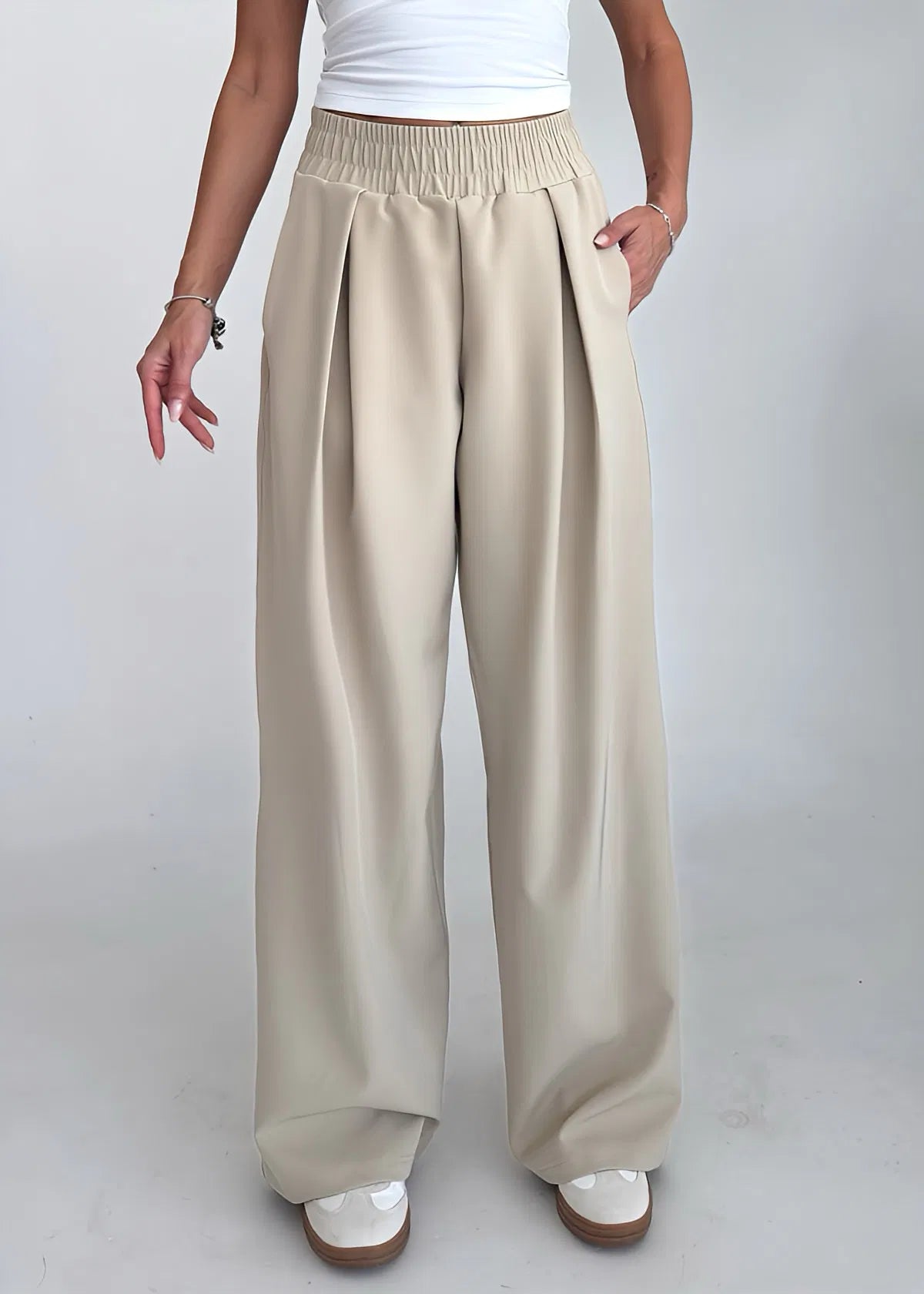 Beige Loose Trouser
