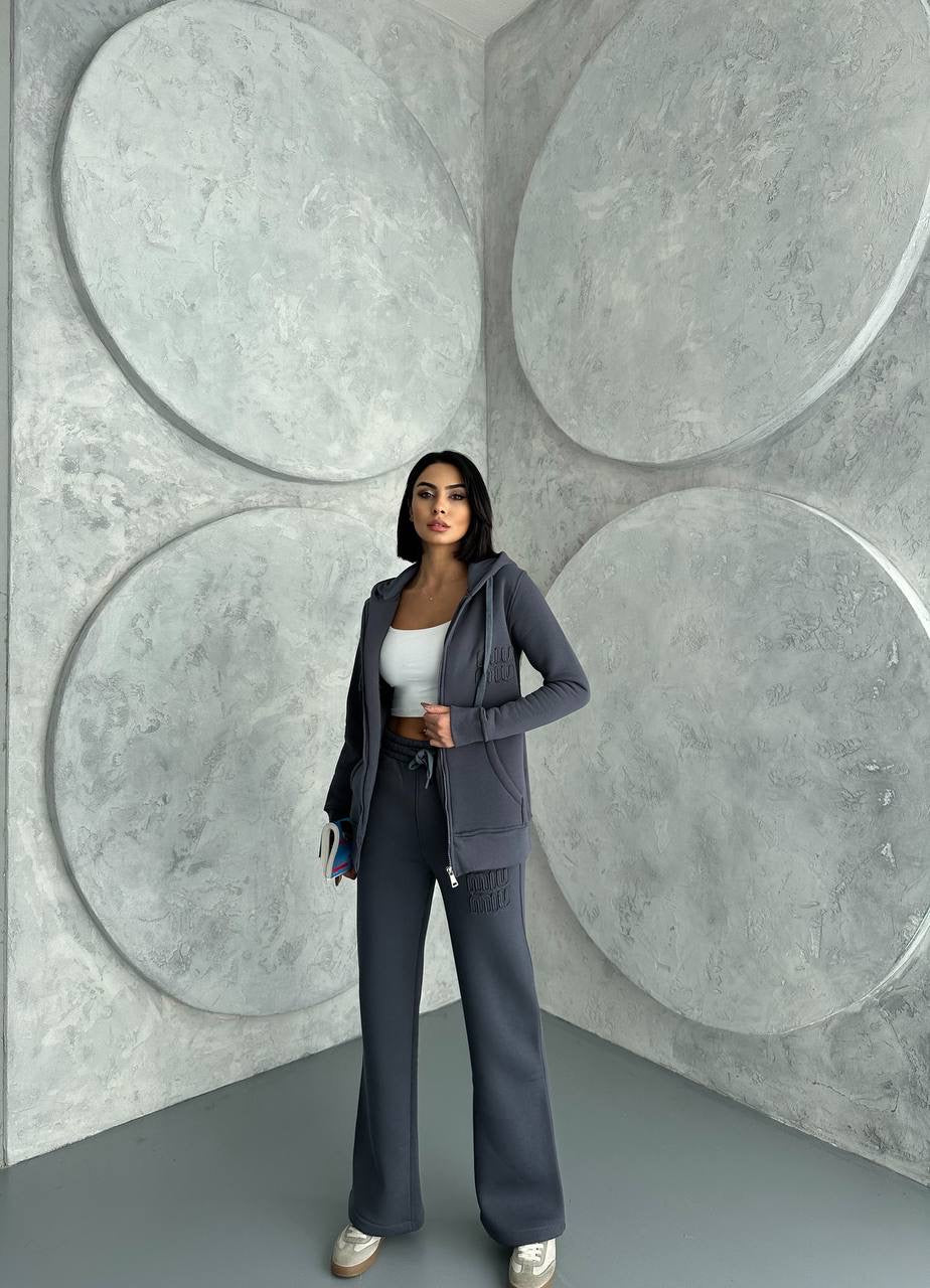 Dark Grey Zipper Tracksuit