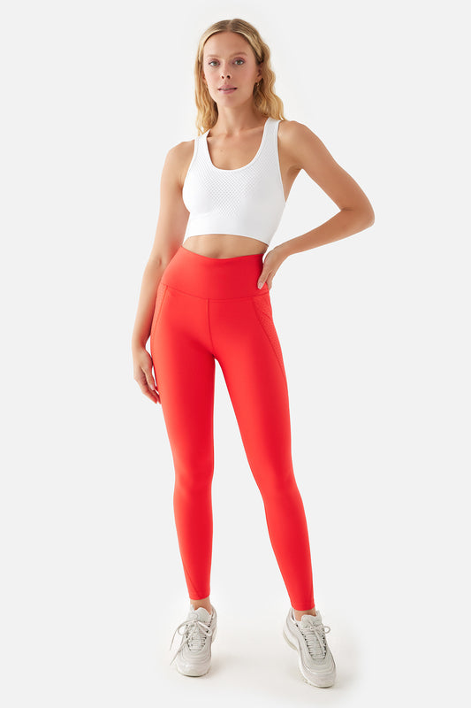 PEGGY MESH POCKET SPORTS TIGHTS VERMILION