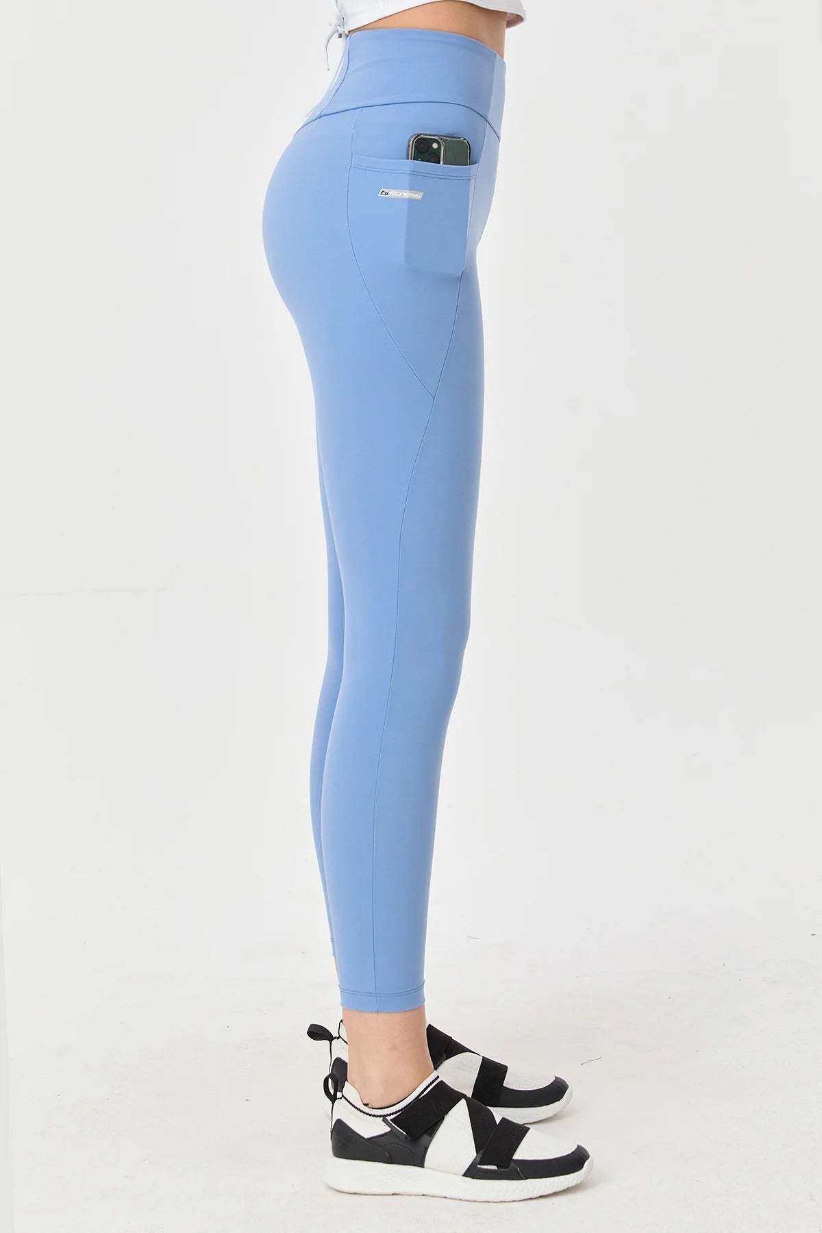High Waist Side Pocket Leggings in Baby Blue