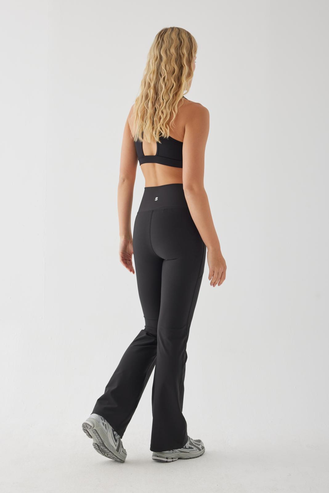Carmen Flare Pocket Black Sports Pants