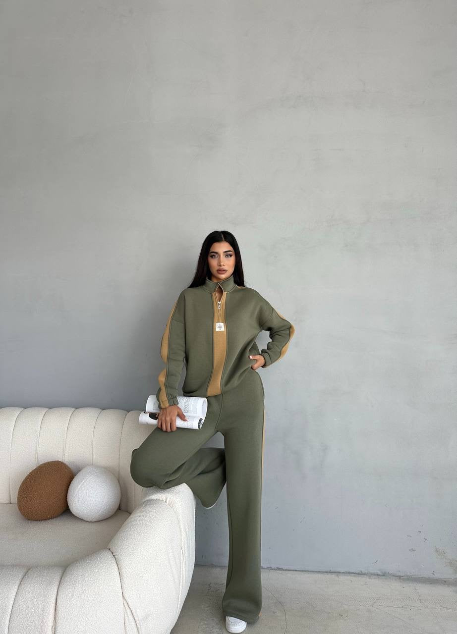 Half- Zipper Green Tracksuit