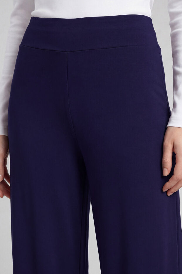 Dark Purple Soft Textured Wide Leg Women'sTrouser