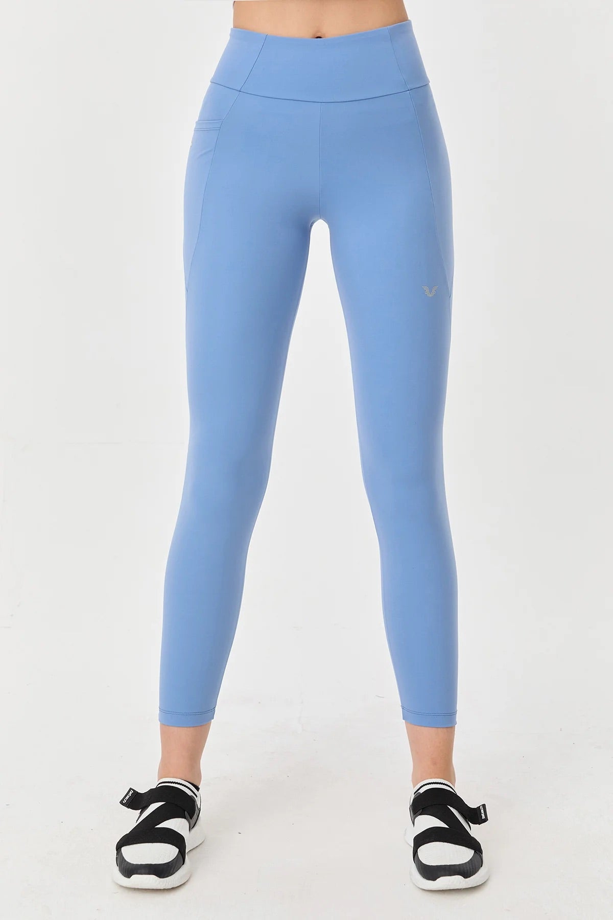 High Waist Side Pocket Leggings in Baby Blue