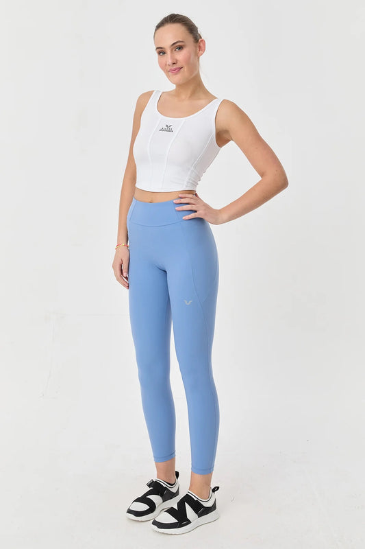 High Waist Side Pocket Leggings in Baby Blue