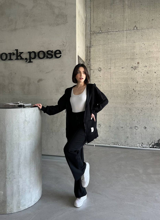 Long Jacket Black Tracksuit