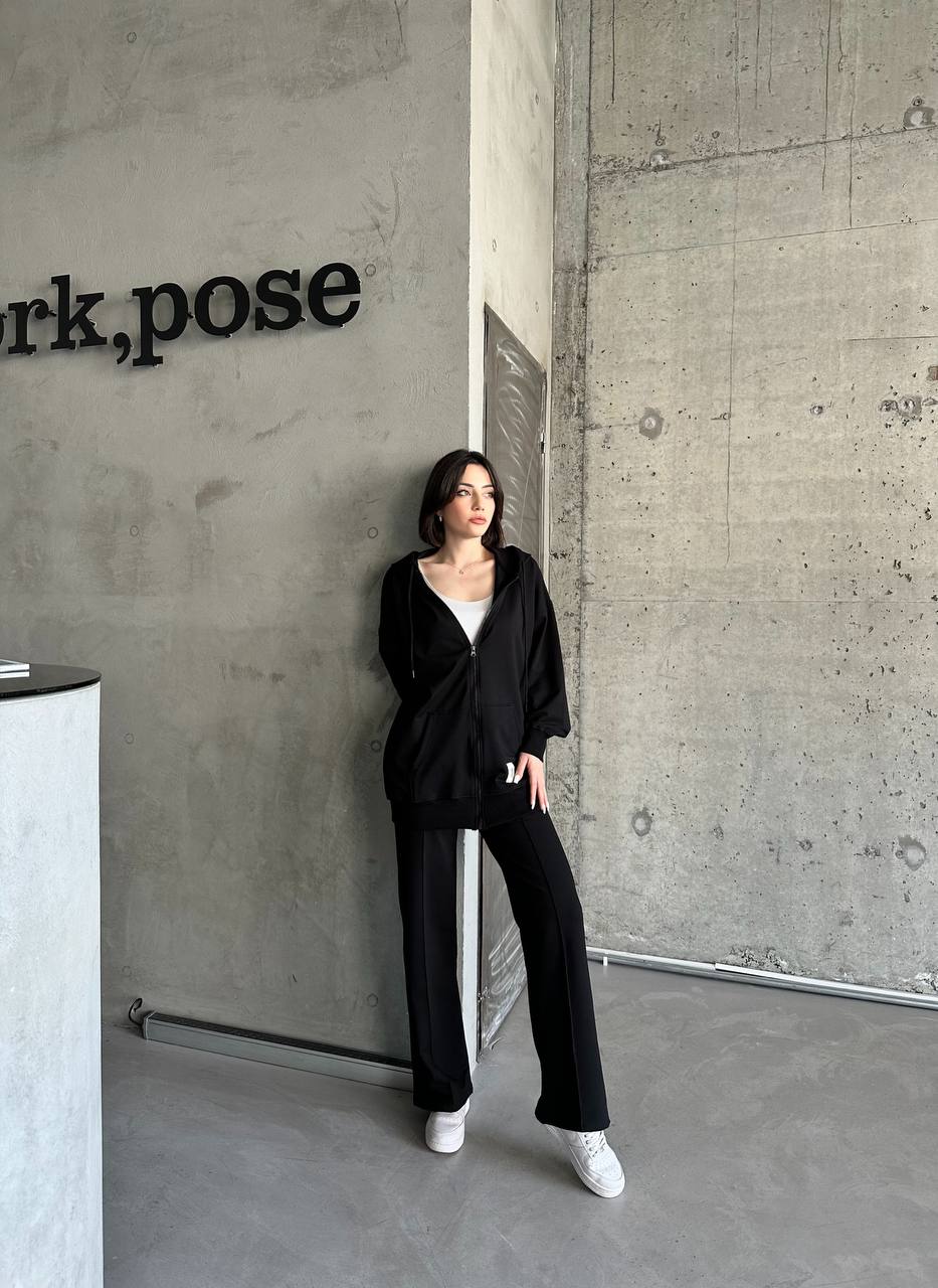Long Jacket Black Tracksuit