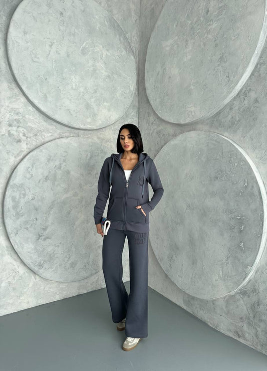 Dark Grey Zipper Tracksuit