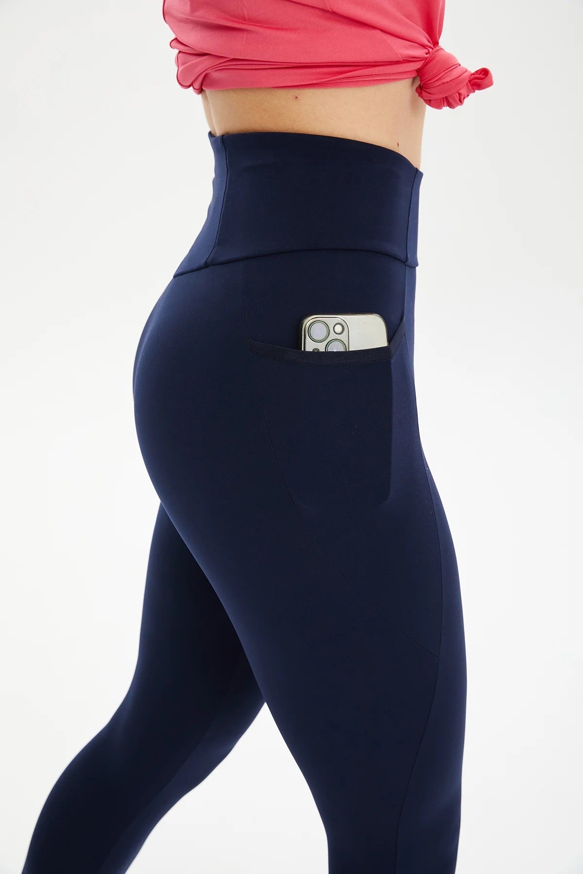 Dark Navy High-Waist Leggings with Pocket