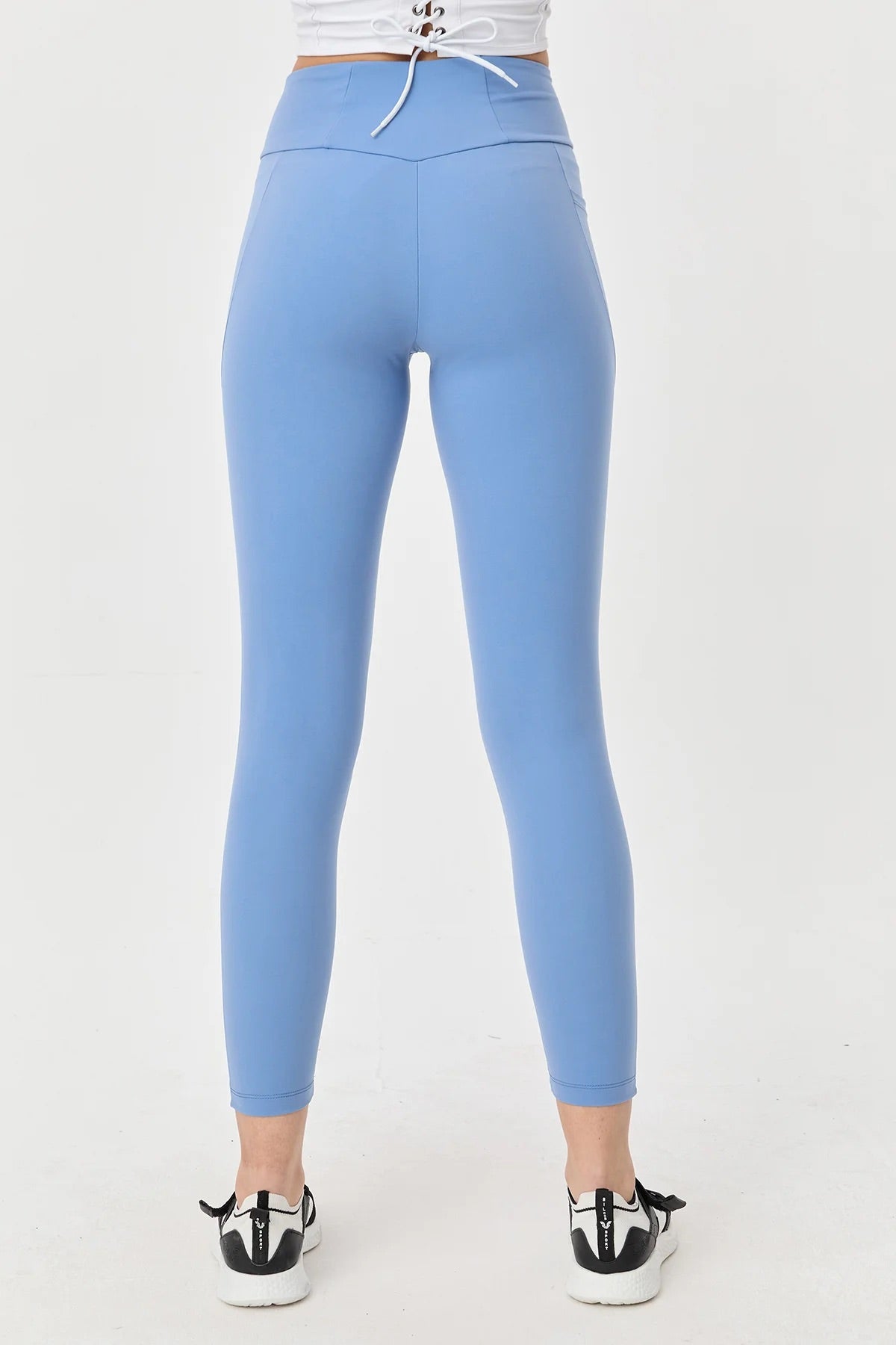 High Waist Side Pocket Leggings in Baby Blue