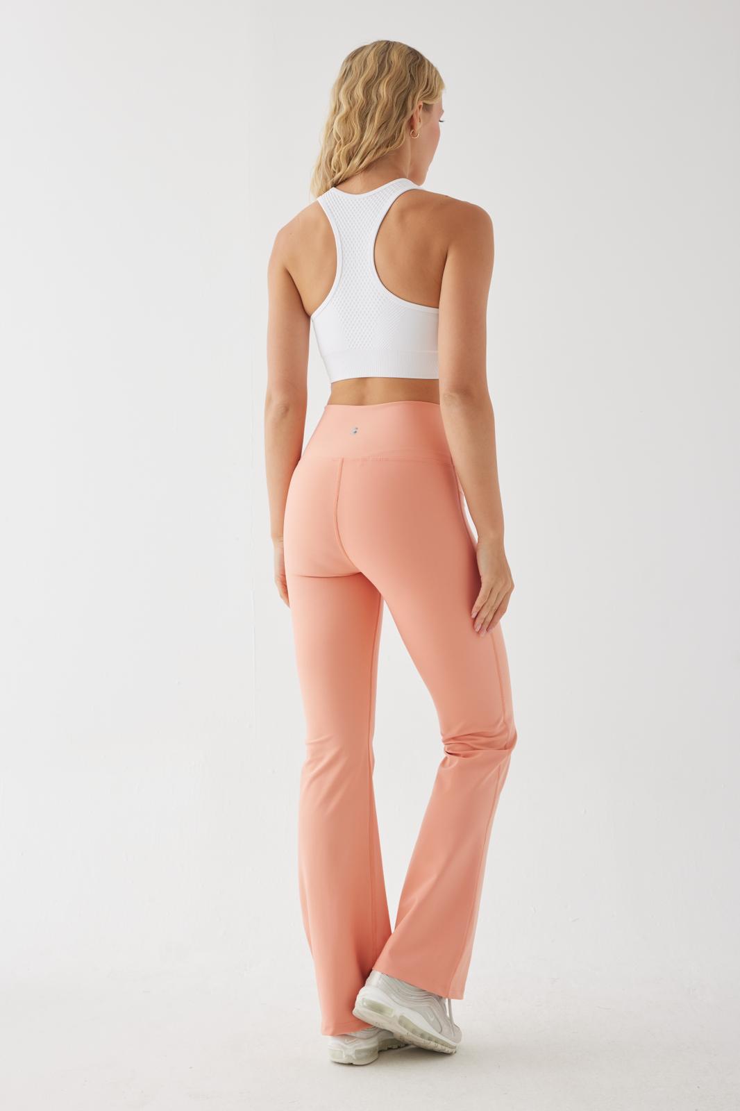 CARMEN FLARE POCKET SPORTS YOGA PANTS PEACH
