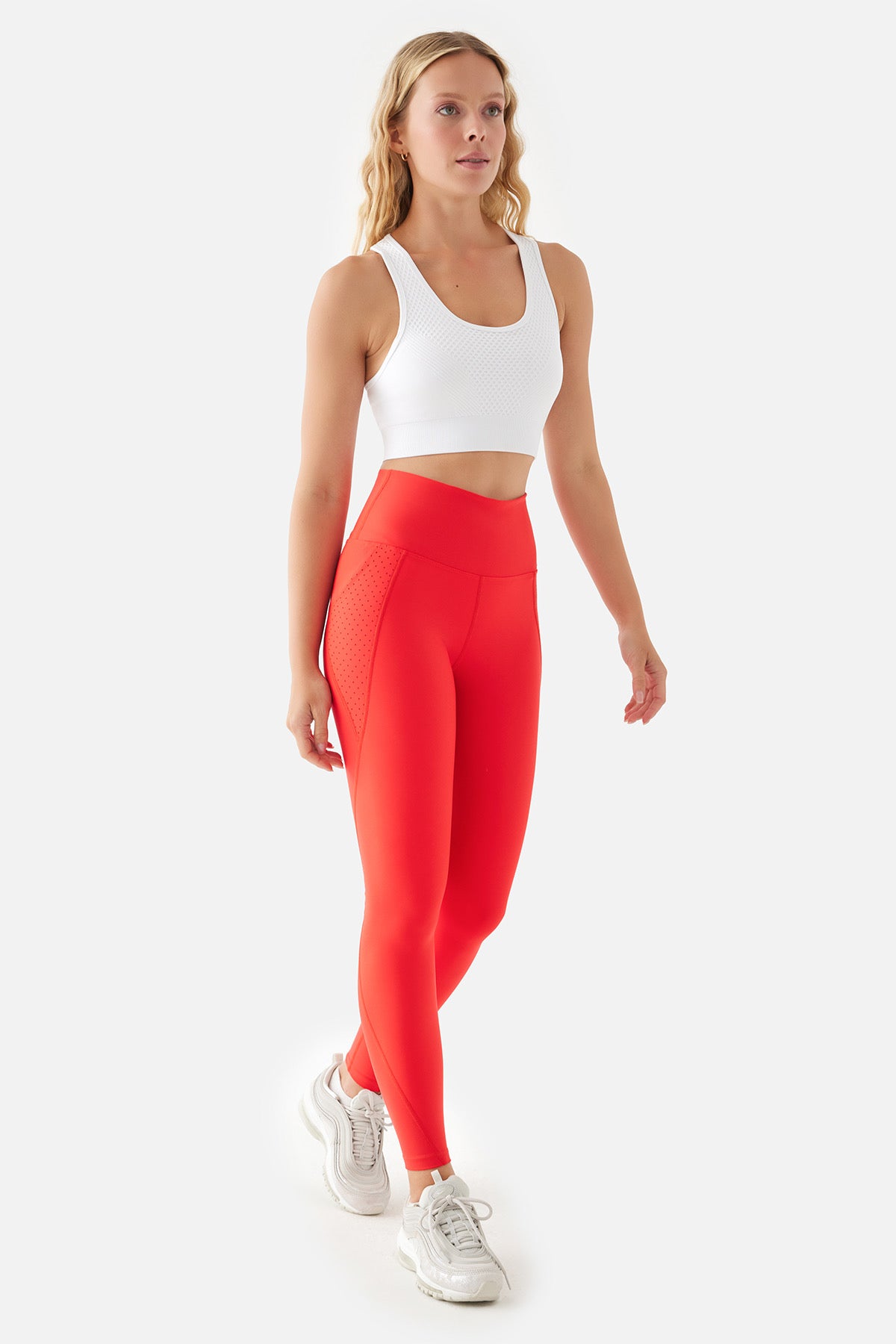 PEGGY MESH POCKET SPORTS TIGHTS VERMILION