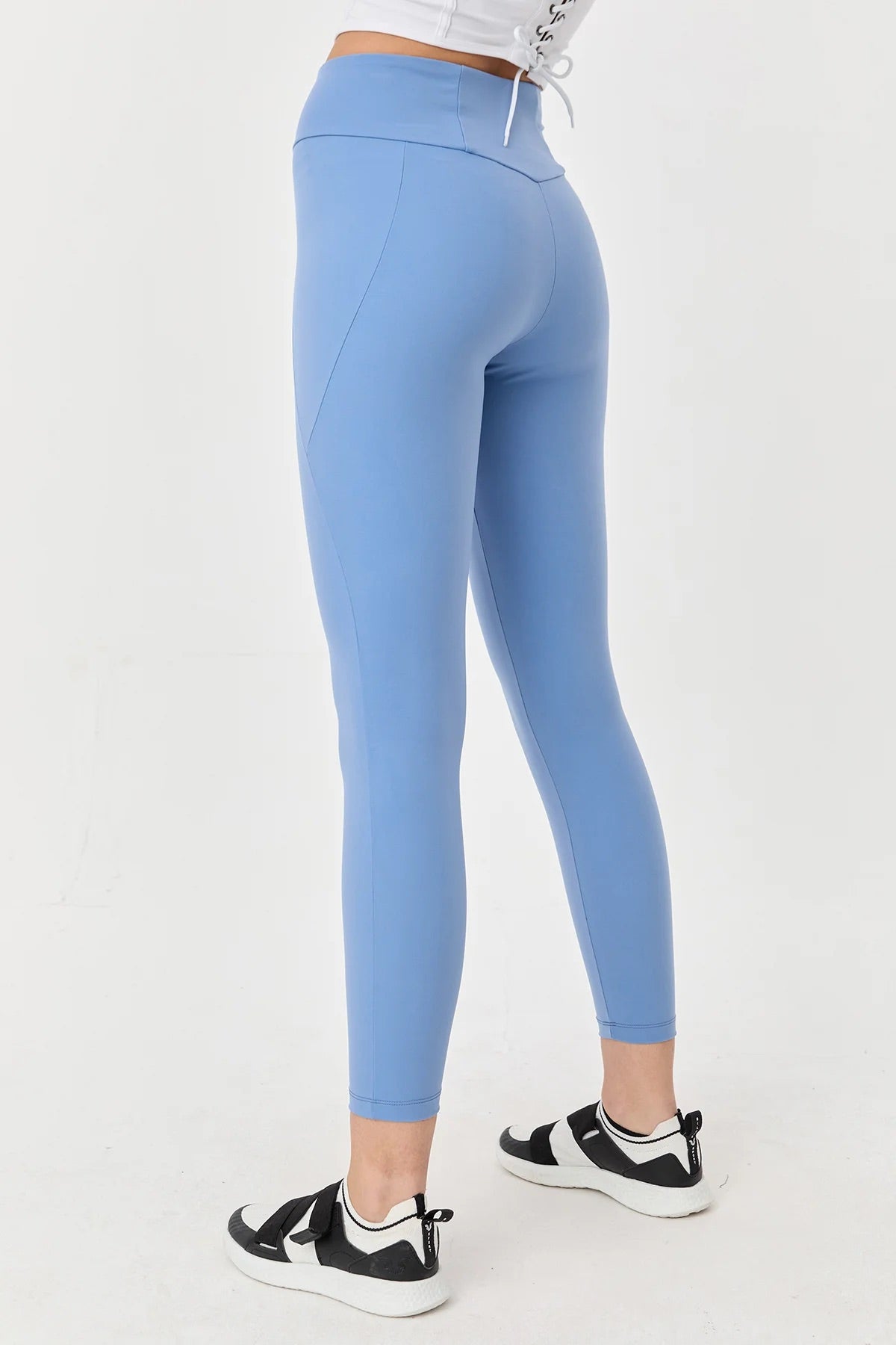 High Waist Side Pocket Leggings in Baby Blue