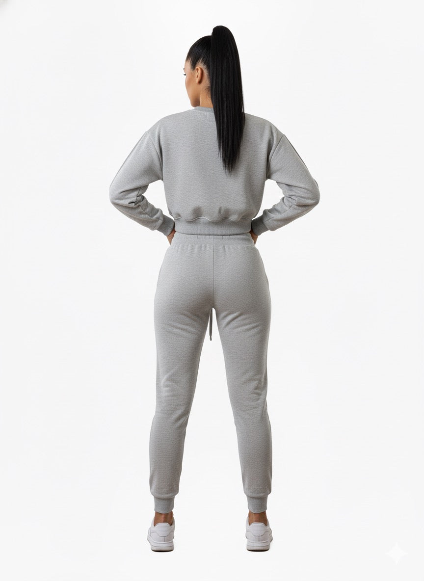 Grey Cropped Top Tracksuit