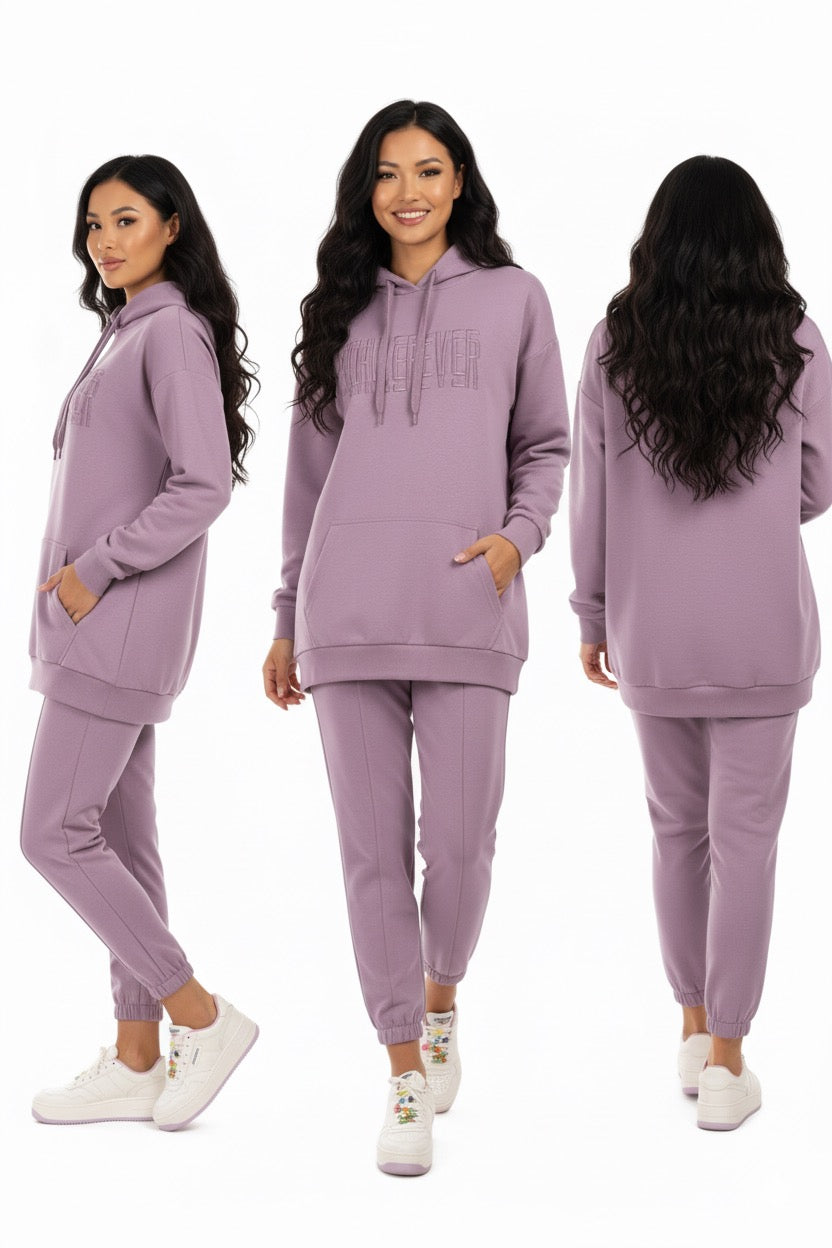 Long Hooded Top Purple Tracksuit
