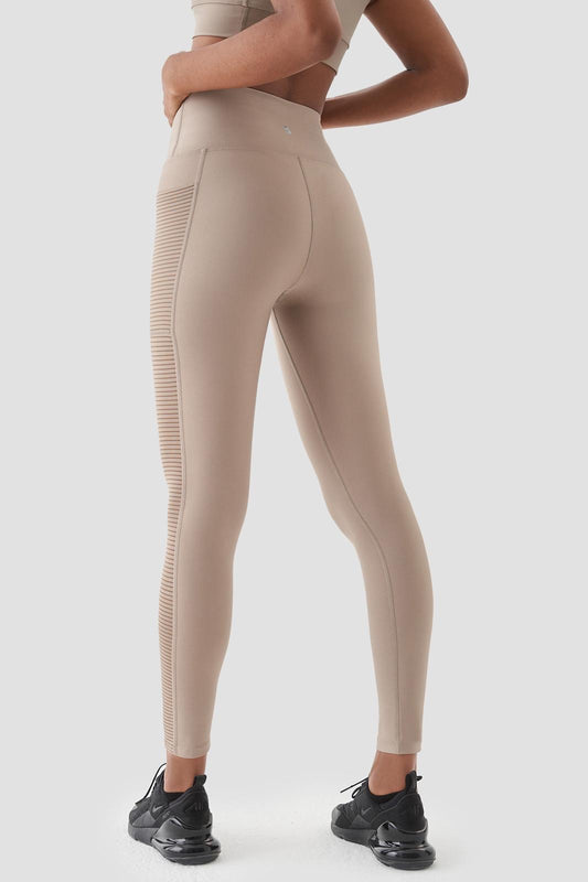 Mesh Pocket Detailed Leggings in Beige