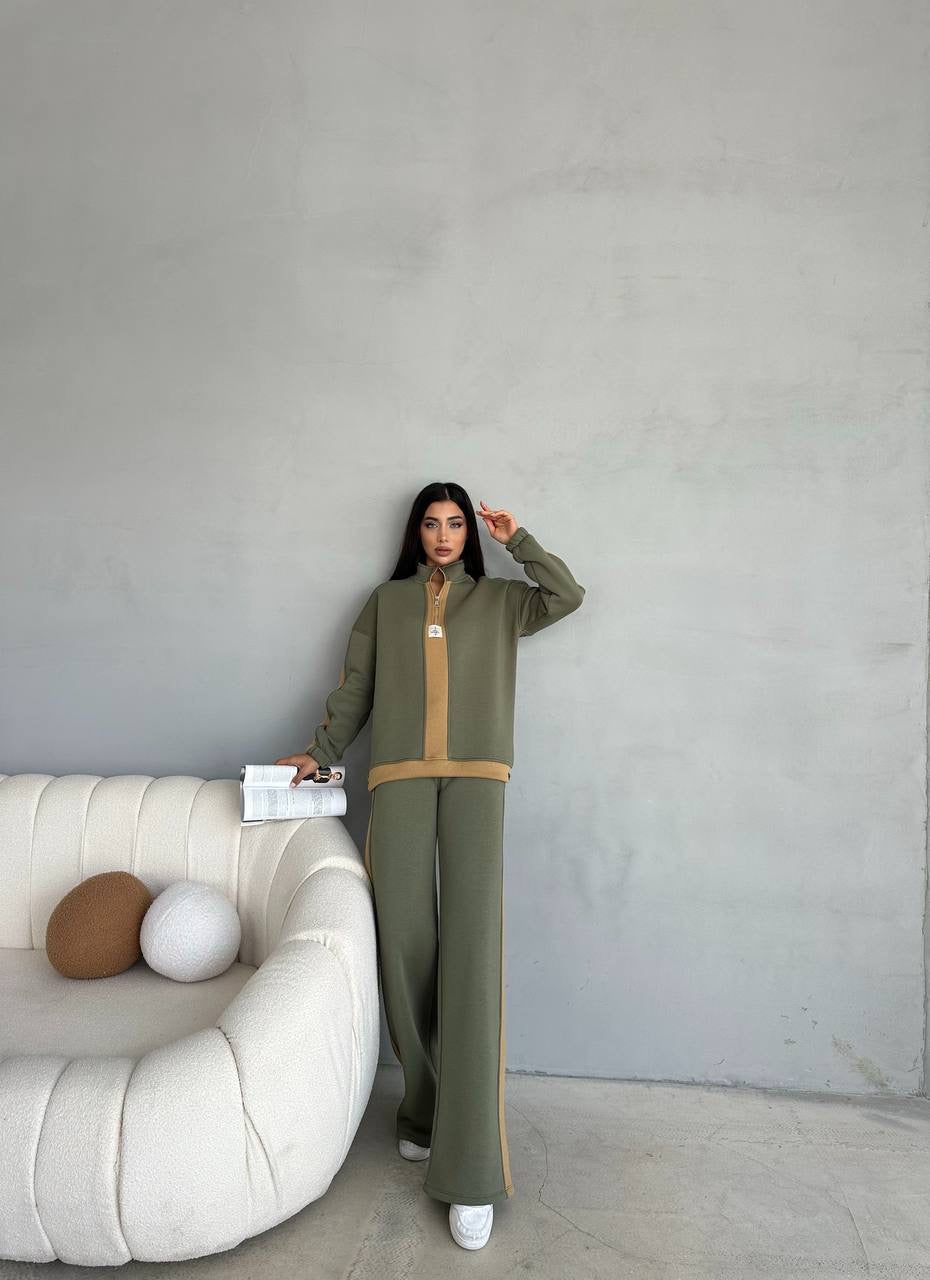 Half- Zipper Green Tracksuit