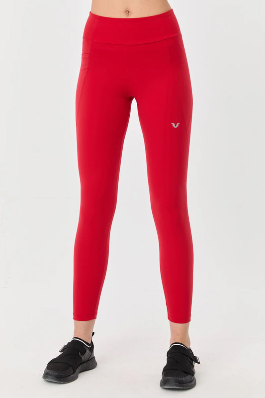High Waist Side Pocket Legging in Red