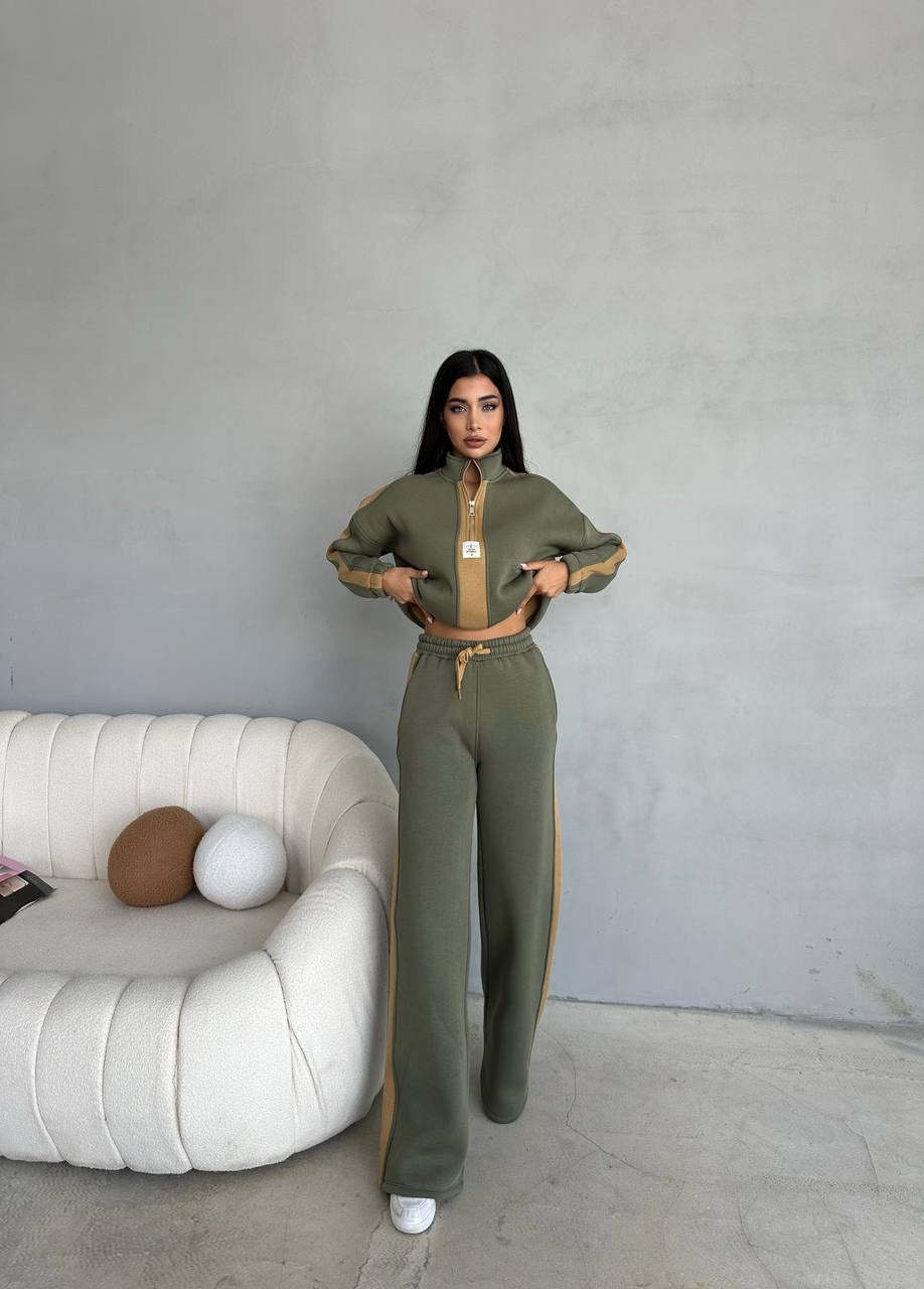 Half- Zipper Green Tracksuit