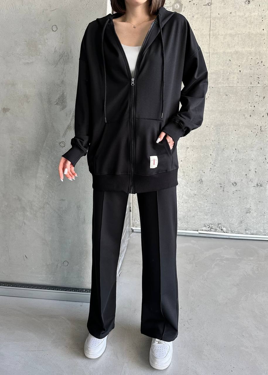 Long Jacket Black Tracksuit