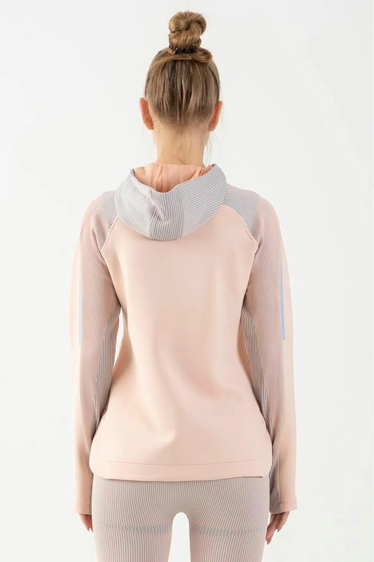 SlimFit Hooded Sports Jacket in Peach