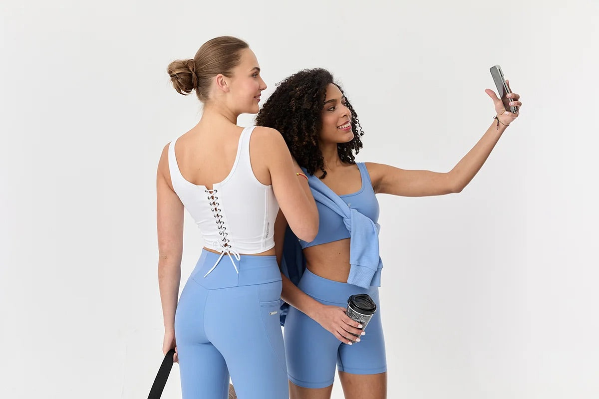 High Waist Side Pocket Leggings in Baby Blue