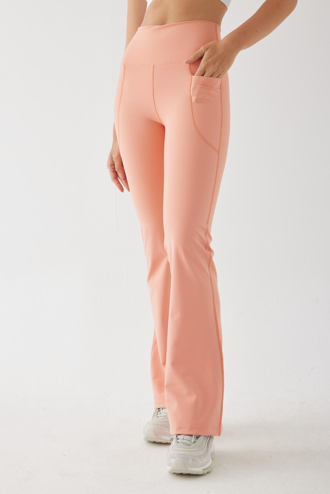 CARMEN FLARE POCKET SPORTS YOGA PANTS PEACH