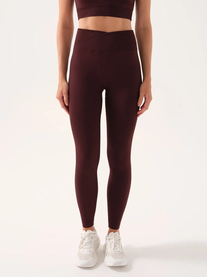Motion Cross Waist Leggings / Maroon