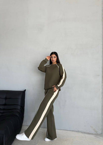 Oversized Crew Neck Green Tracksuit