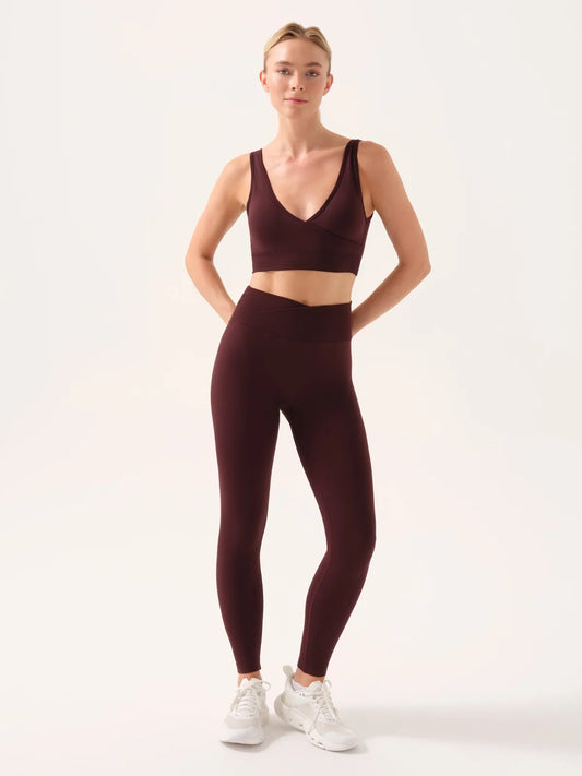 Motion Cross Waist Leggings / Maroon
