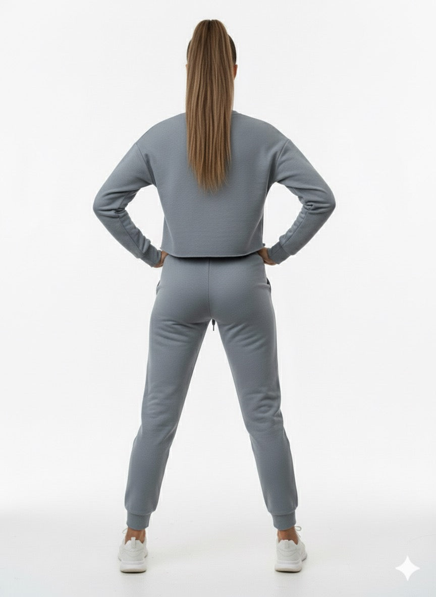 Cropped Top Blue Tracksuit