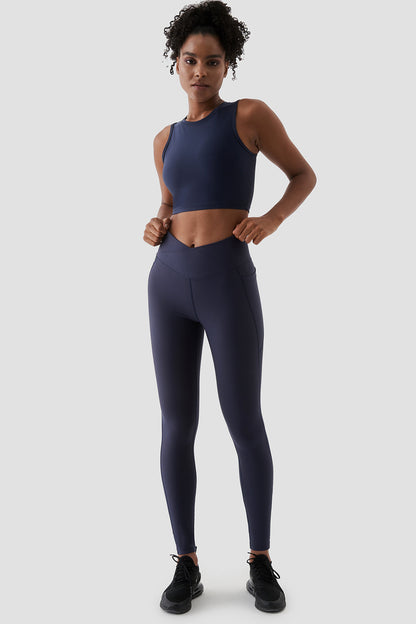 Adele V Belt Sports Leggings. Navy