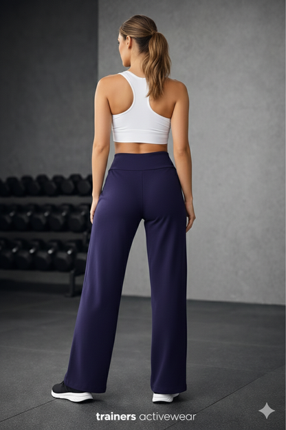 Dark Purple Soft Textured Wide Leg Women'sTrouser