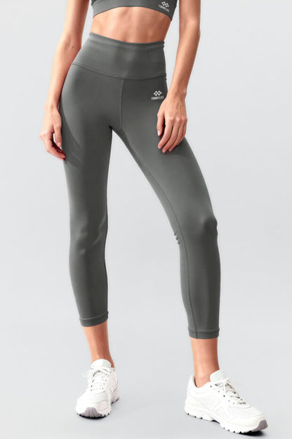 Green Slim-Fit Leggings Set with High-Waist Tummy Control and Criss-Cross Back Detail