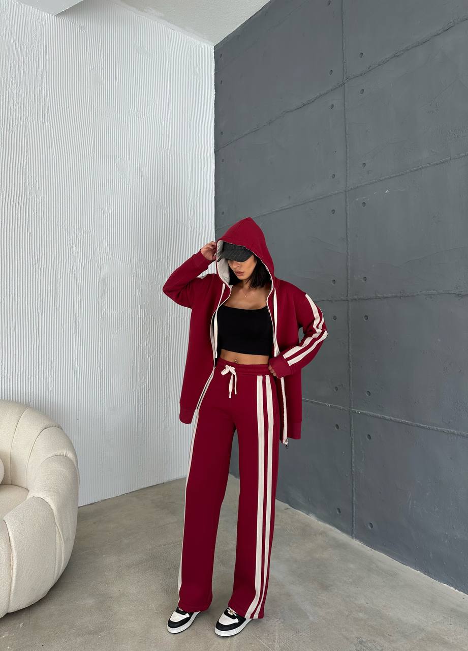 Maroon Zipper Tracksuit