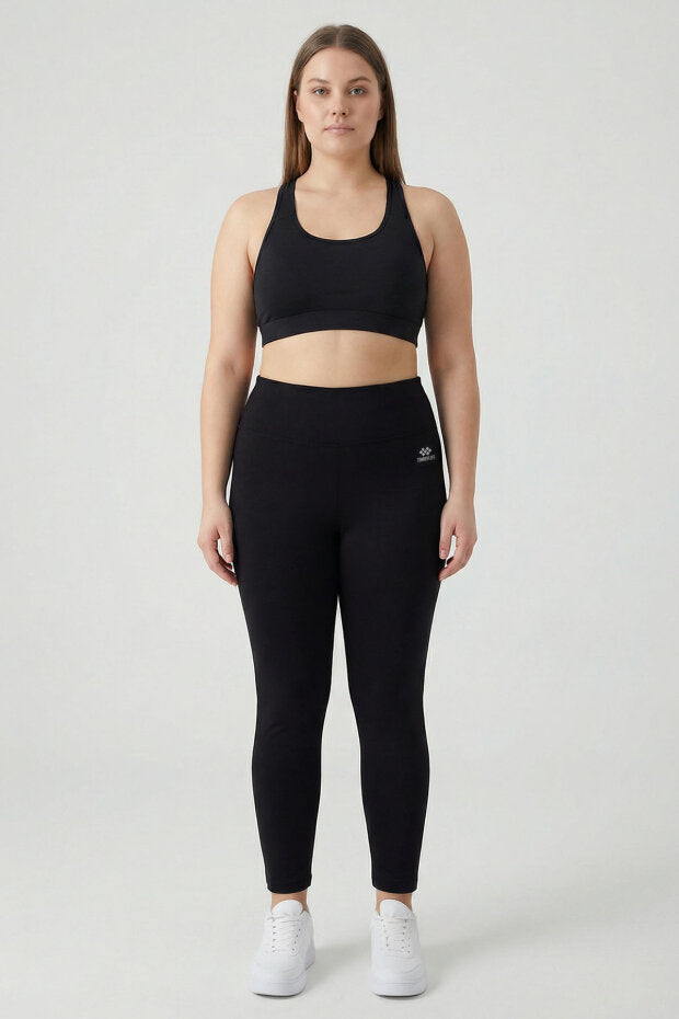 Plus-Size Dark Black High-Waisted Shaping Leggings