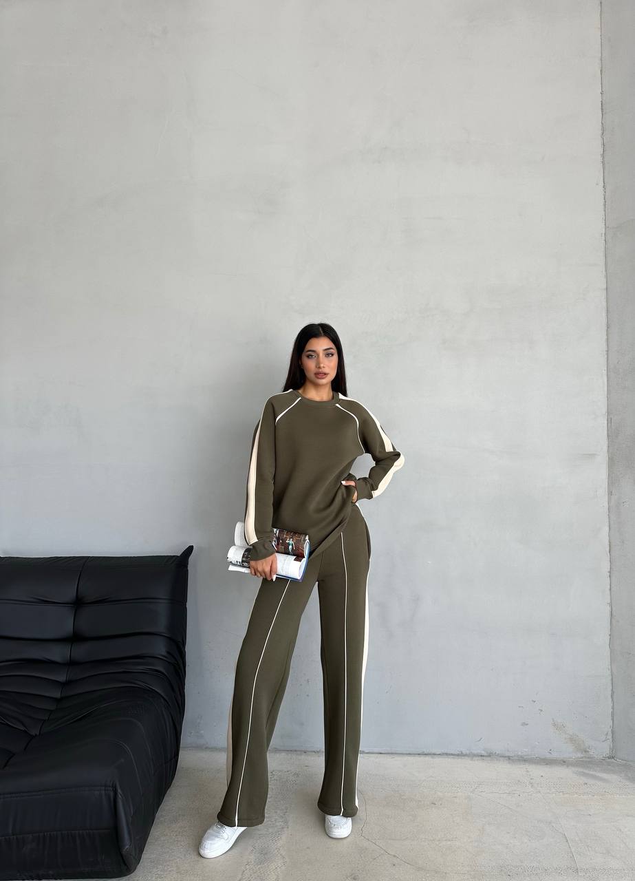 Oversized Crew Neck Green Tracksuit