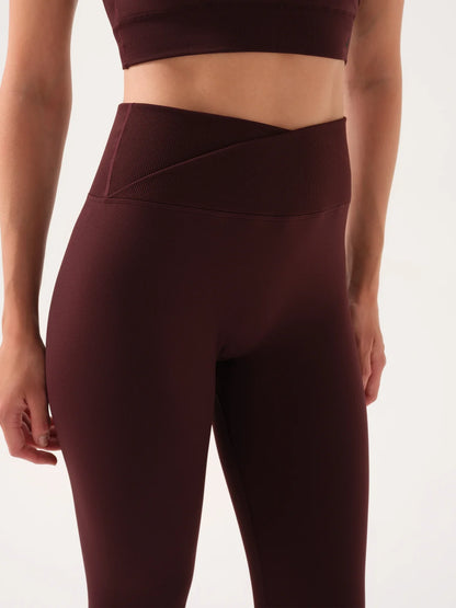 Motion Cross Waist Leggings / Maroon