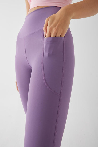 CARMEN FLARE POCKET SPORTS YOGA PANTS LILAC