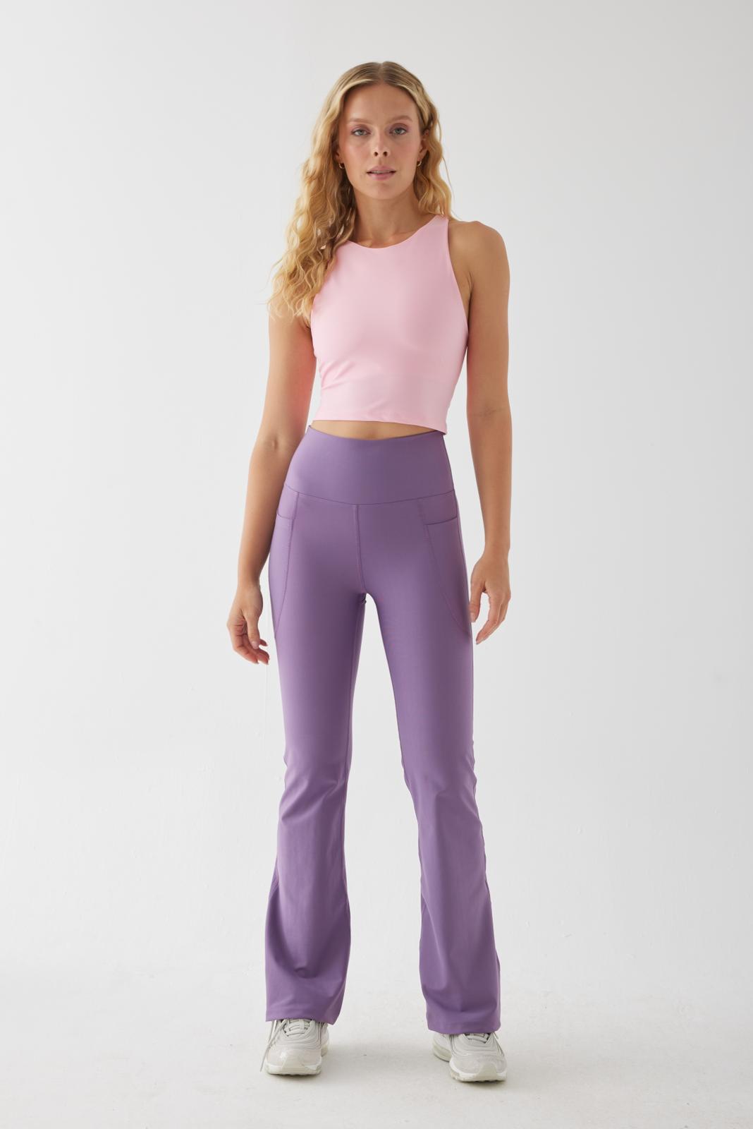 CARMEN FLARE POCKET SPORTS YOGA PANTS LILAC