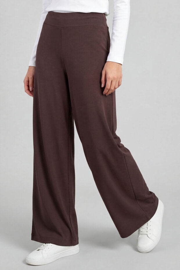 Black Soft Textured Wide Leg Women's Trouser