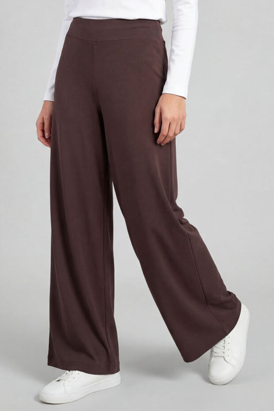 Black Soft Textured Wide Leg Women's Trouser