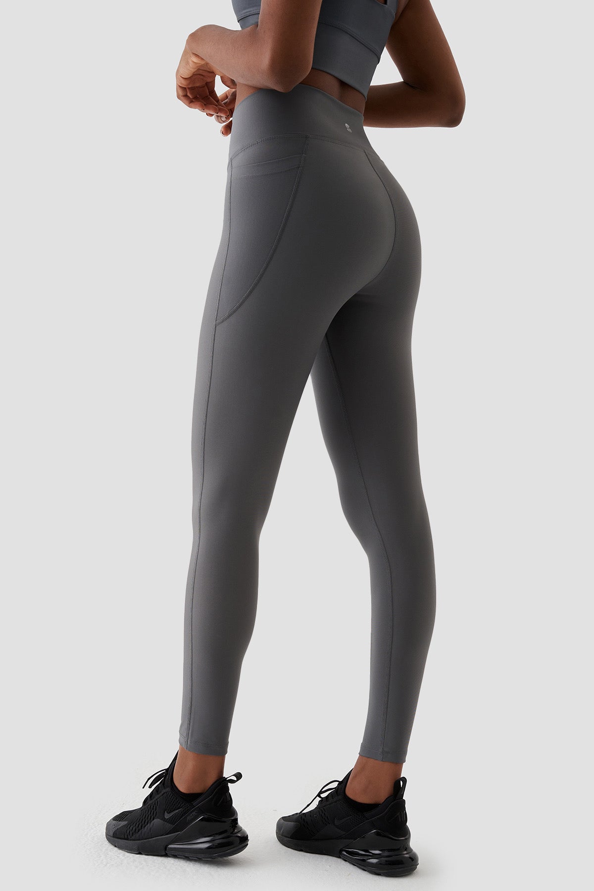Adele V Belt Sports Leggings. Grey