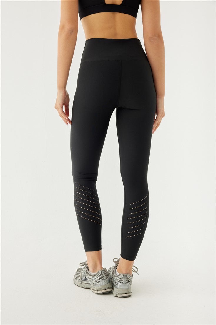 DAISY LASER-CUT SPORTS TIGHTS BLACK