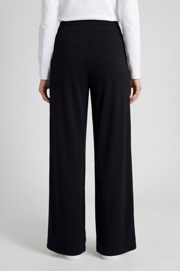 Black Soft Textured Wide Leg Women's Trouser