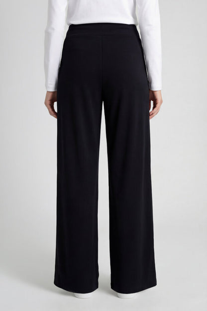 Black Soft Textured Wide Leg Women's Trouser