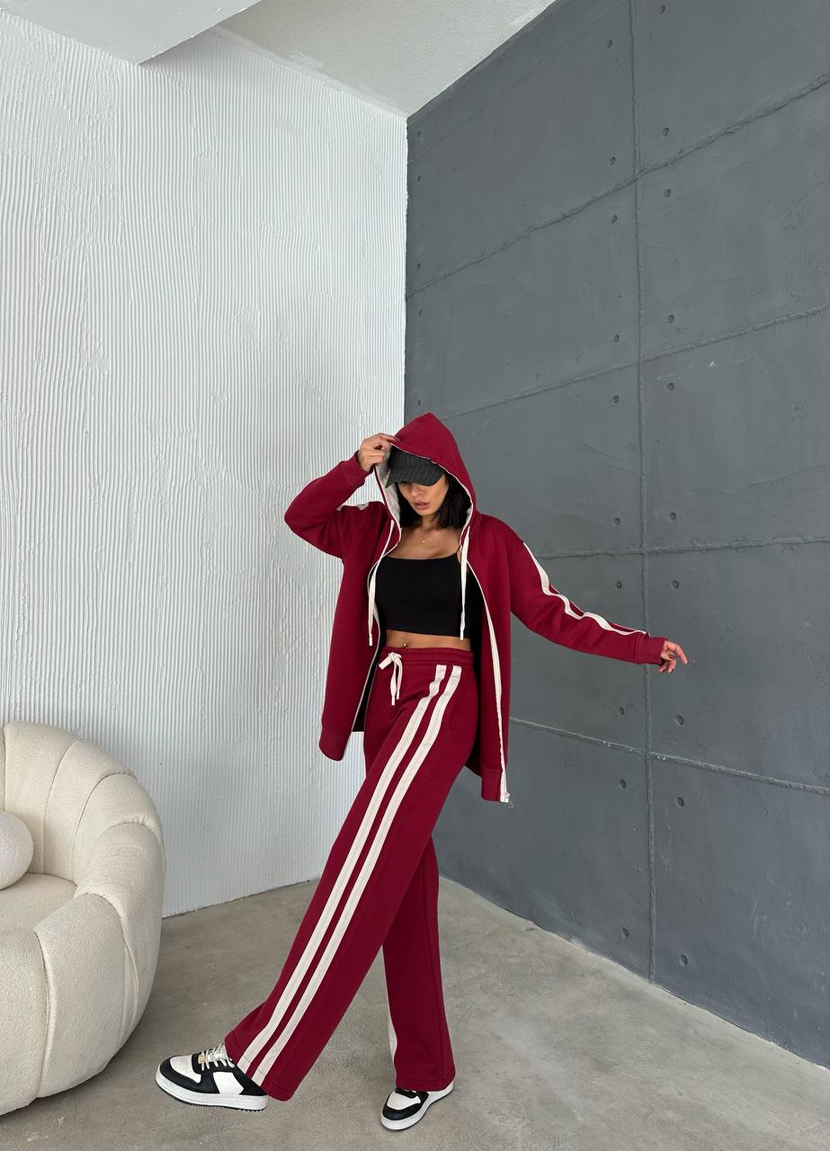 Maroon Zipper Tracksuit