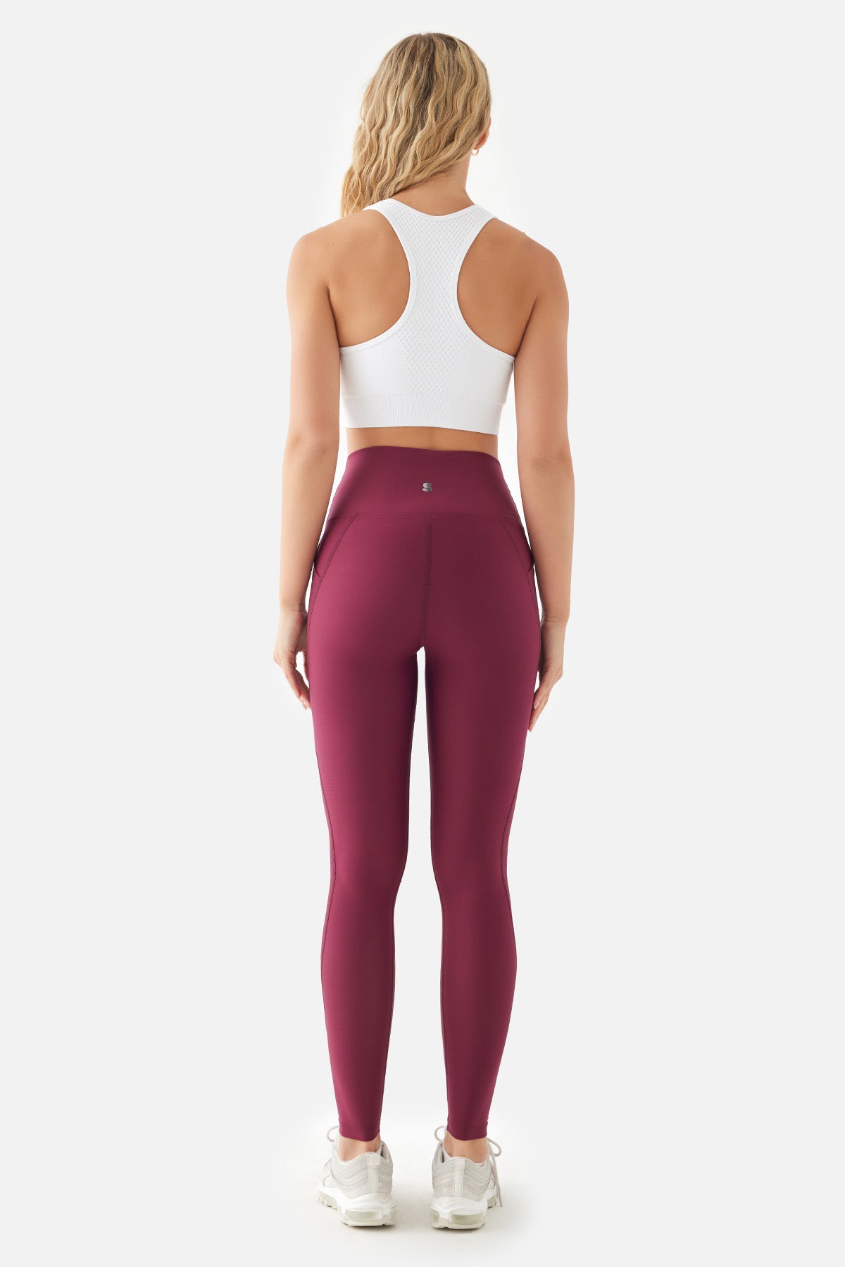 PEGGY MESH POCKET SPORTS TIGHTS MAROON