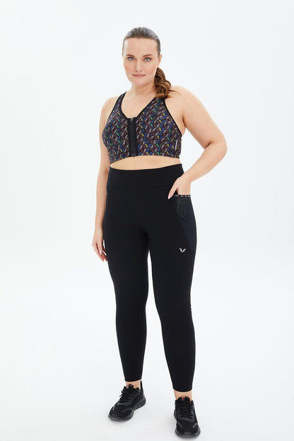High-Waisted Black Leggings with Mesh pockets